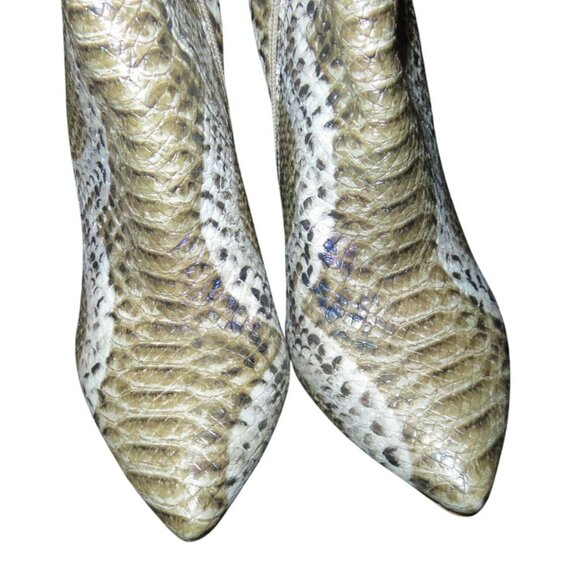 Python Embossed Faux Vegan Leather Stiletto Booties Boots Unbranded fur inside 8 - Picture 2 of 11